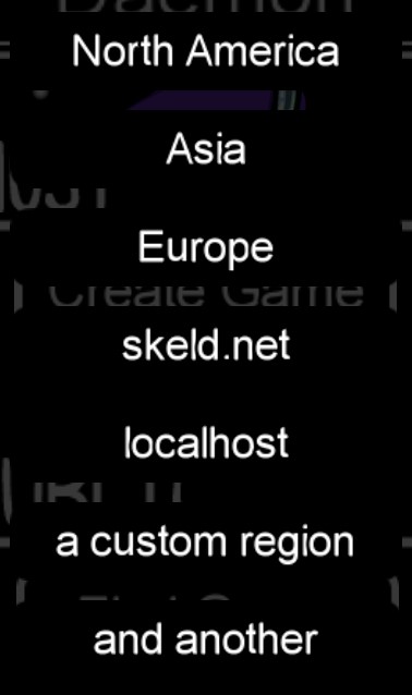 Regions menu